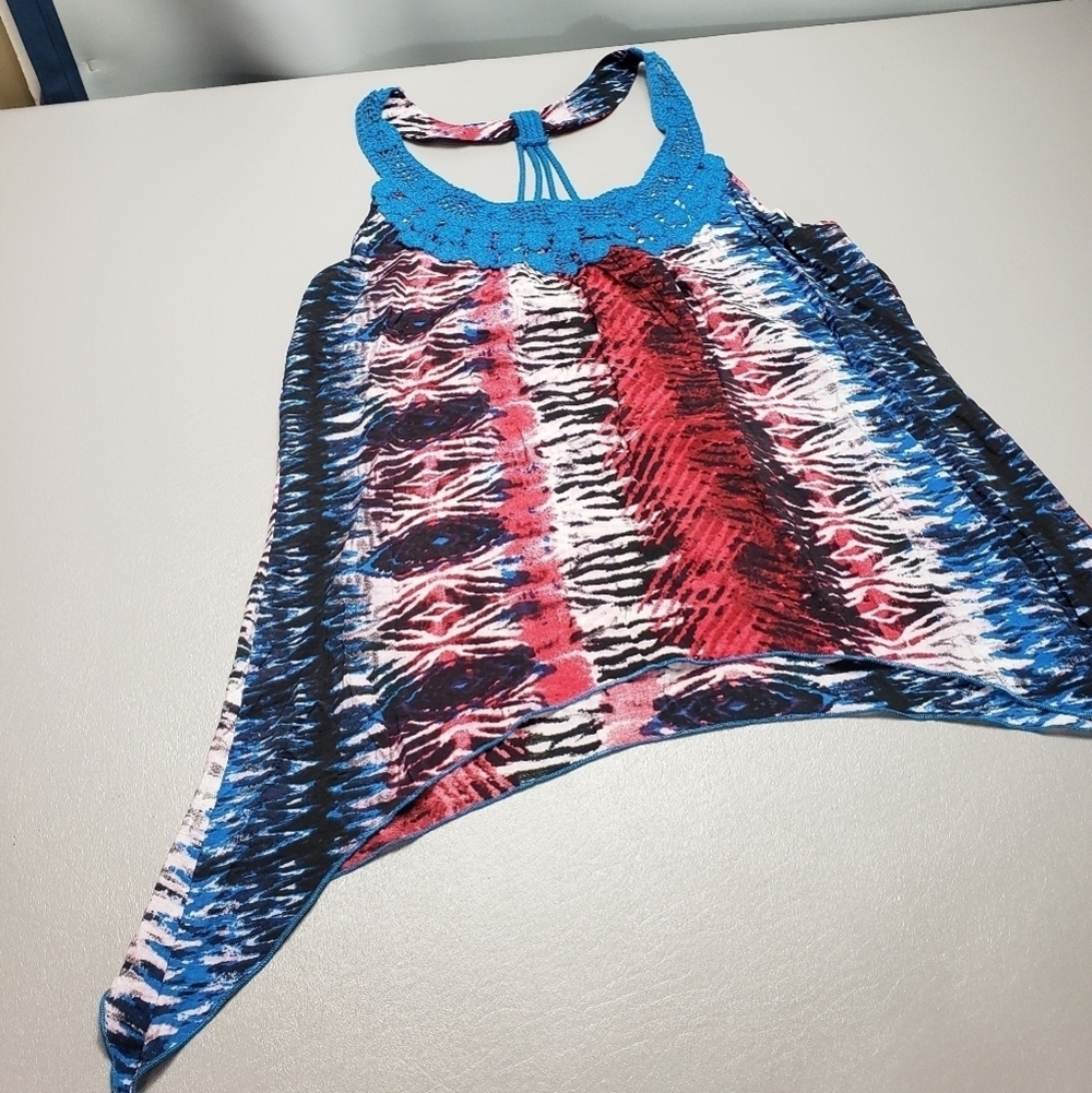 millenium colorful tie dye crochet tank top women's size large